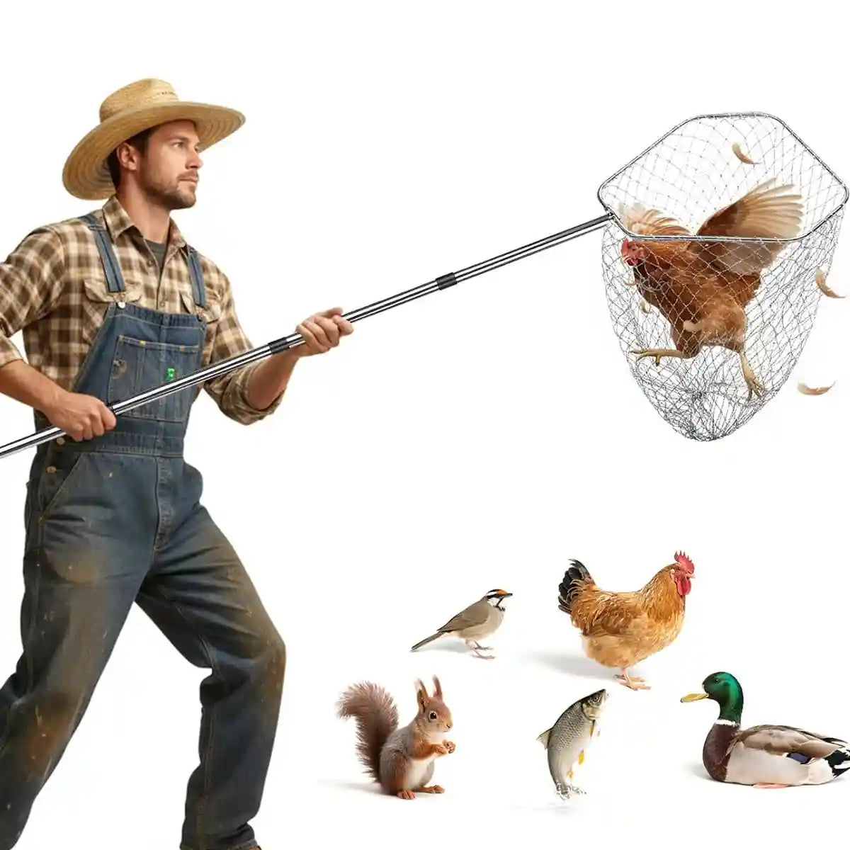 Adjustable Chicken Net Catcher Stainless Steel Poultry Catching Tool