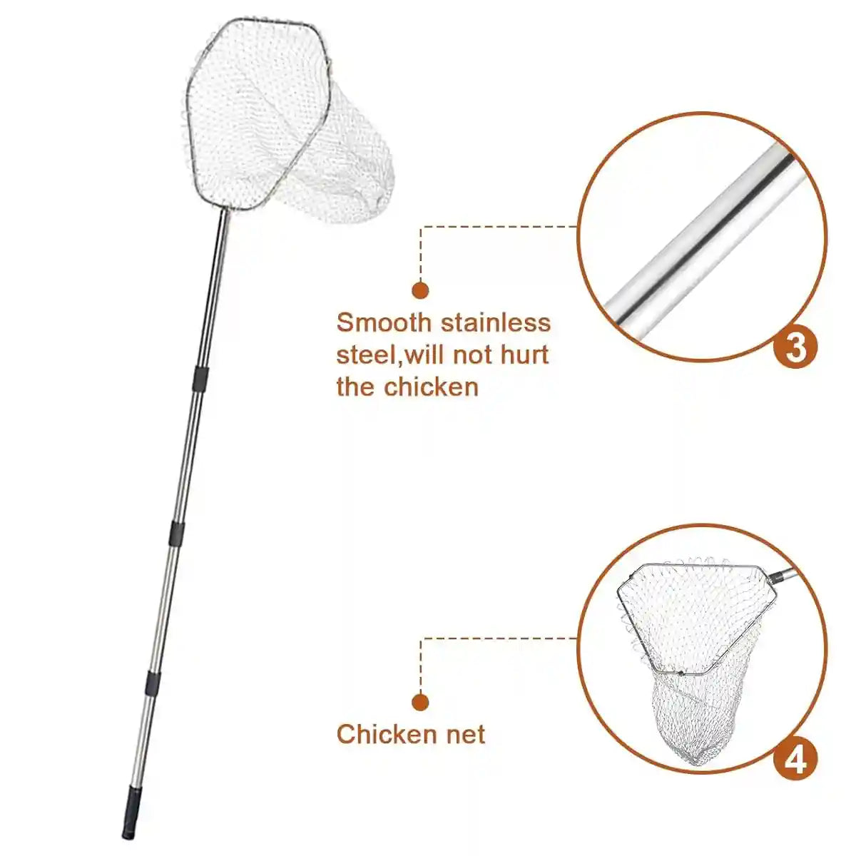 Adjustable Chicken Net Catcher Stainless Steel Poultry Catching Tool