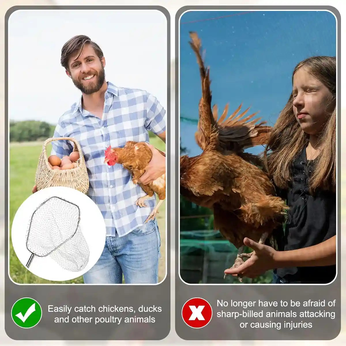 Adjustable Chicken Net Catcher Stainless Steel Poultry Catching Tool