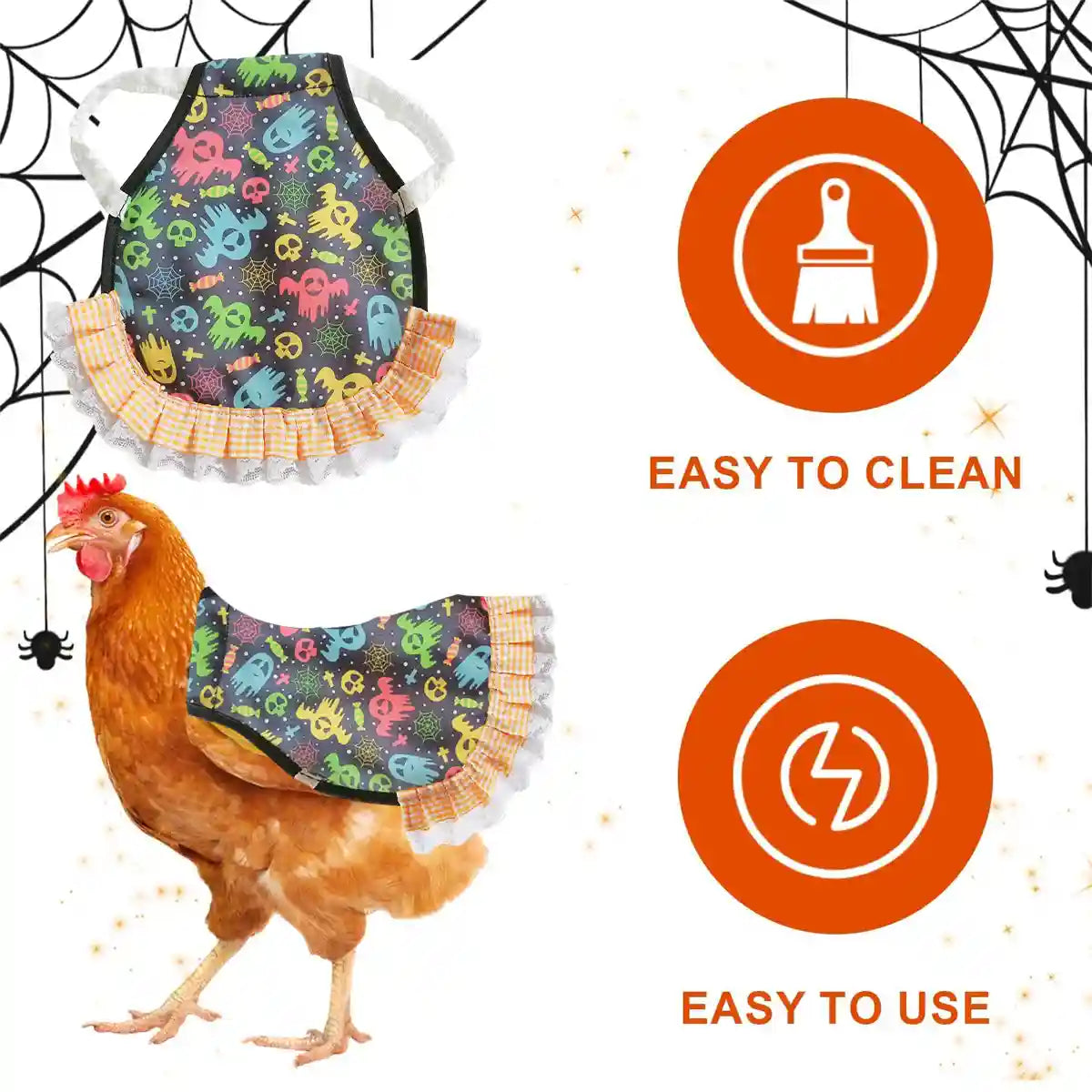 Halloween Chicken Saddle Apron with Festive Prints for Hens