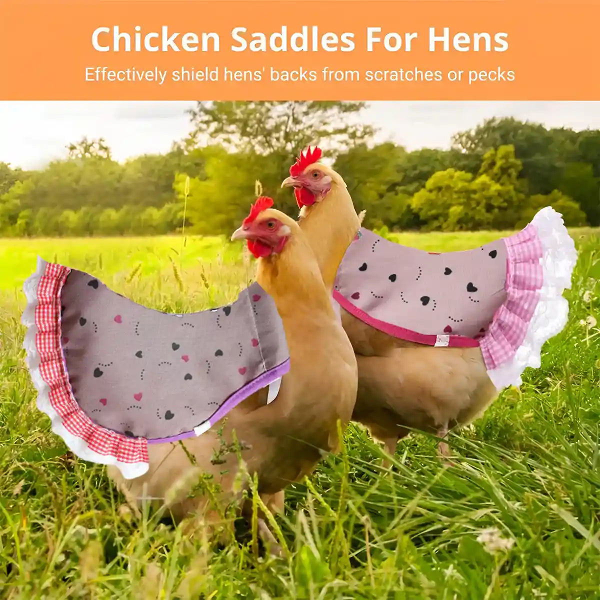 5 Pack Adjustable Chicken Saddle Aprons with Lace Trim