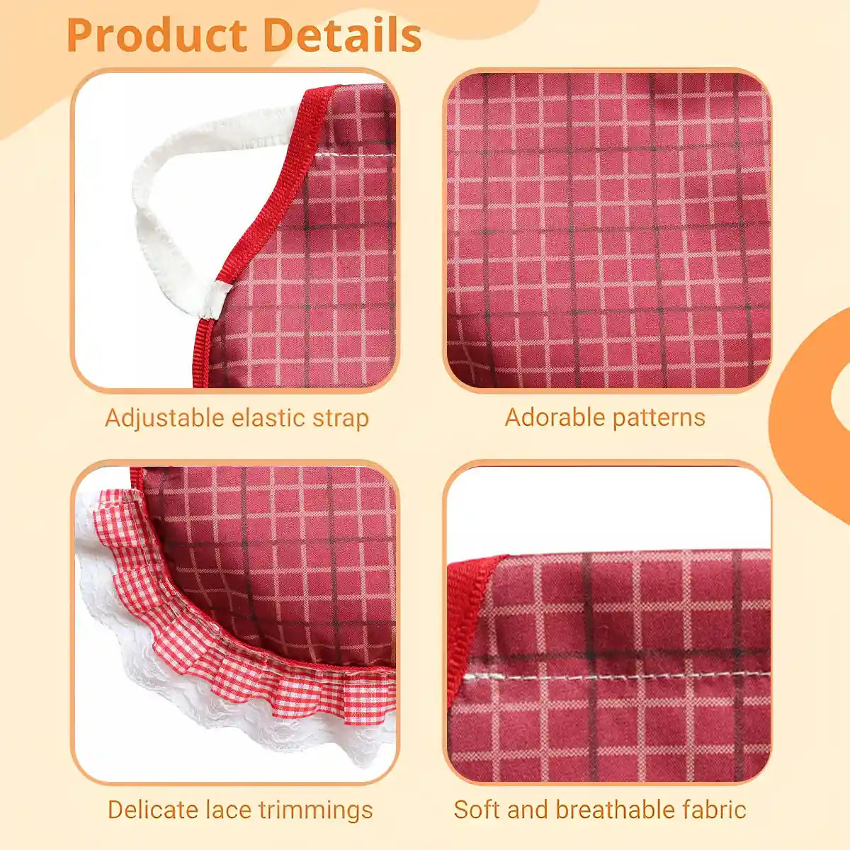 5 Pack Adjustable Chicken Saddle Aprons with Lace Trim