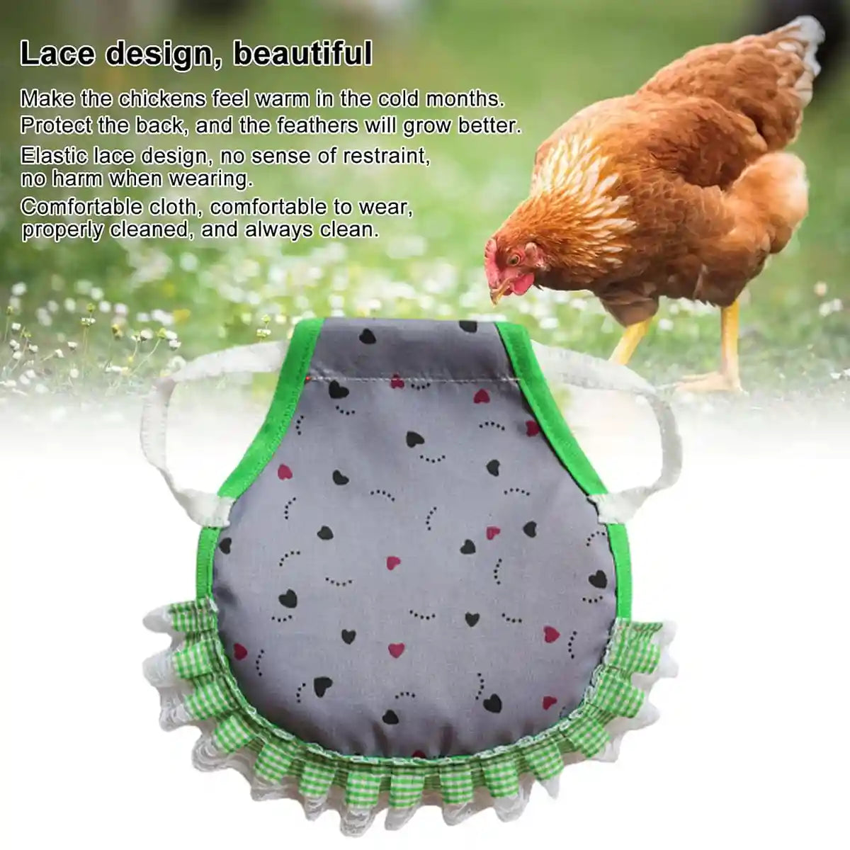 5 Pack Adjustable Chicken Saddle Aprons with Lace Trim