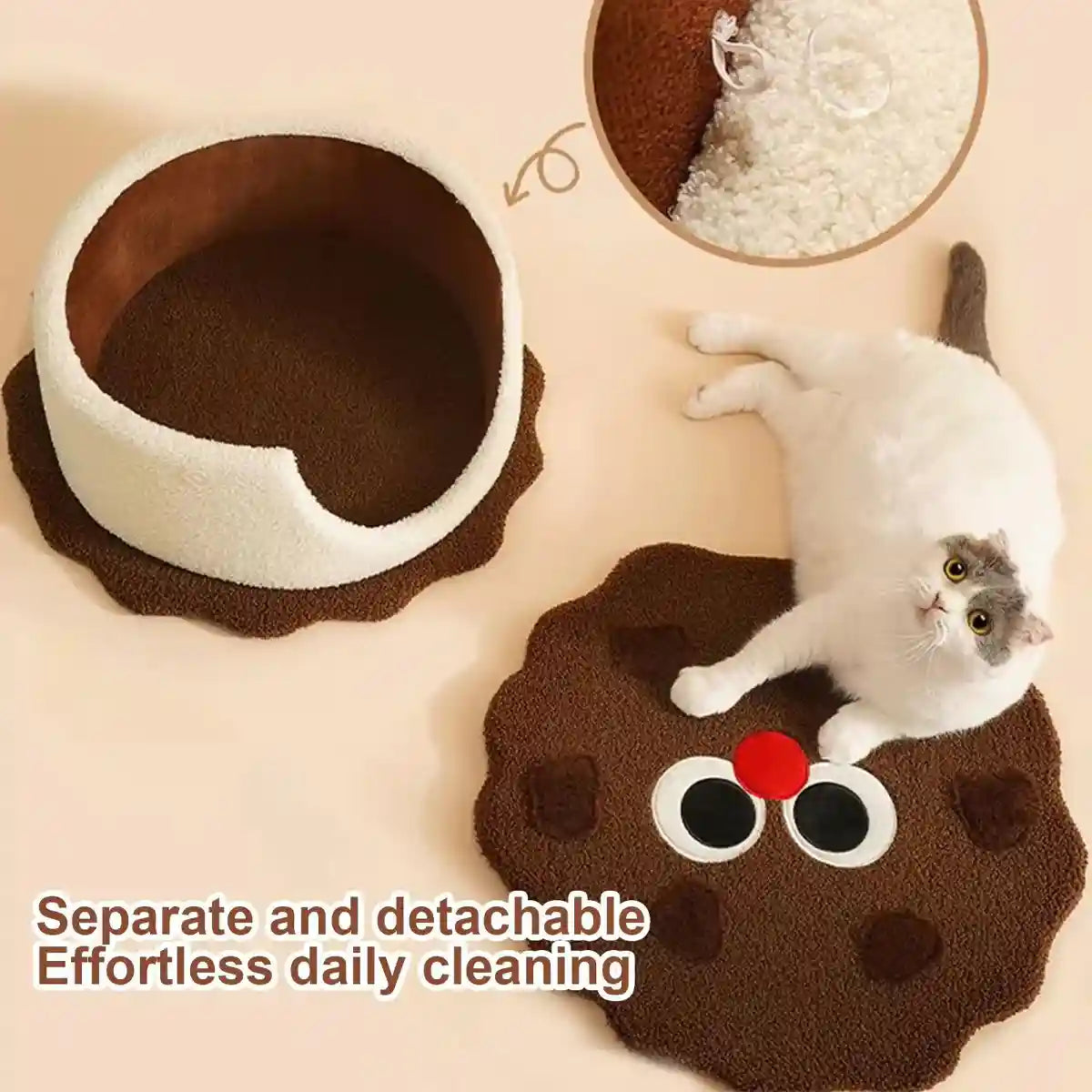 Chocolate Biscuit Cat Bed