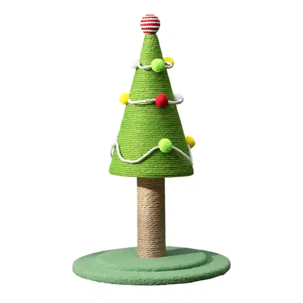 Christmas Tree Cat Scratching Post With Sisal Rope And Plush Base