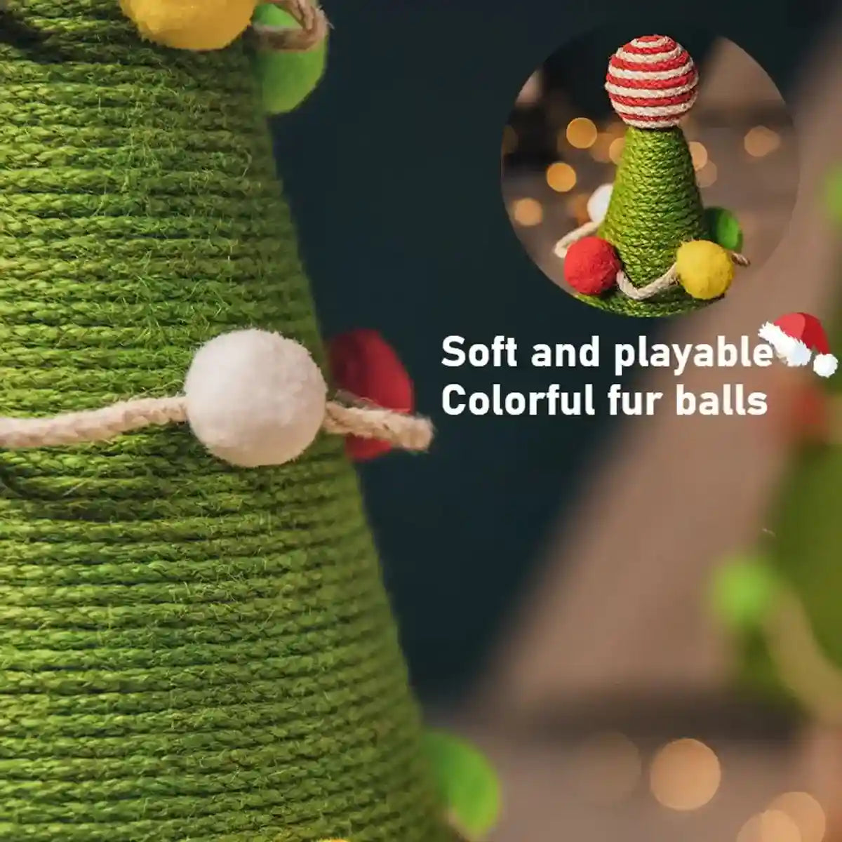 Christmas Tree Cat Scratching Post With Sisal Rope And Plush Base