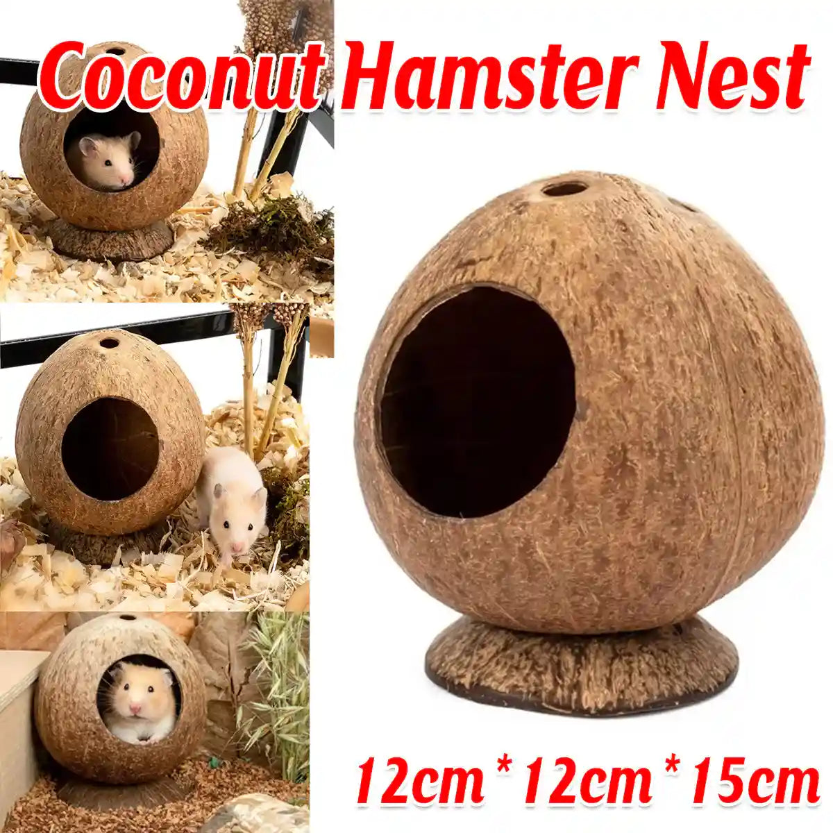 Coconut Hamster Cage Natural Hideout for Small Pets