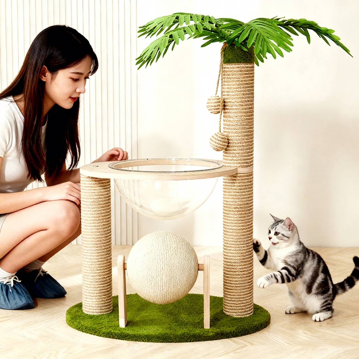 Coconut Tree Cat Climbing Frame With Capsule Bed