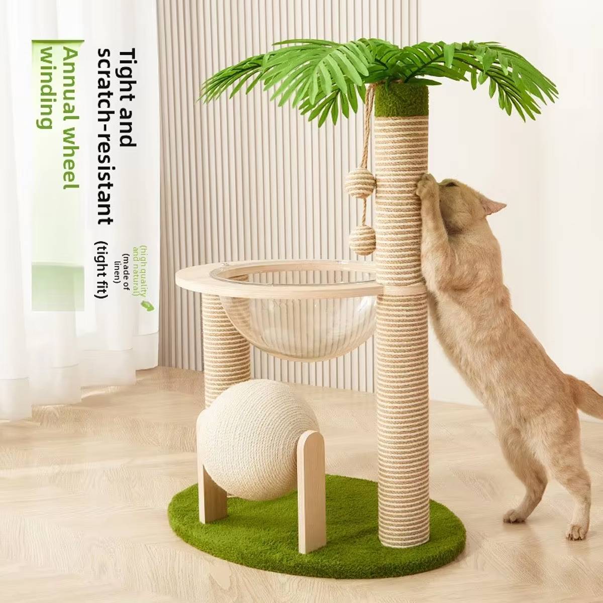 Coconut Tree Cat Climbing Frame With Capsule Bed