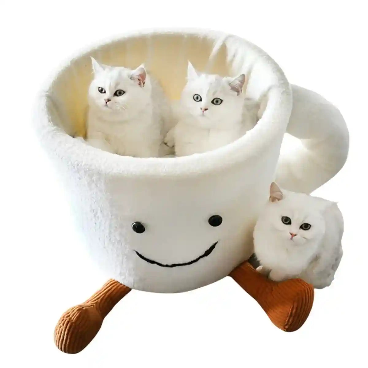 Cute Coffee Cup Cat Nest Bed for Indoor Cats and Kittens