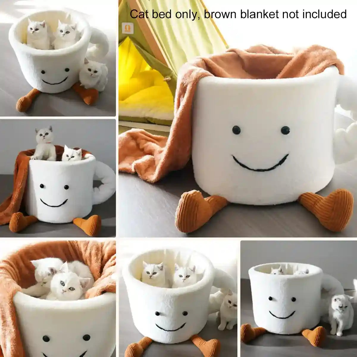 Cute Coffee Cup Cat Nest Bed for Indoor Cats and Kittens