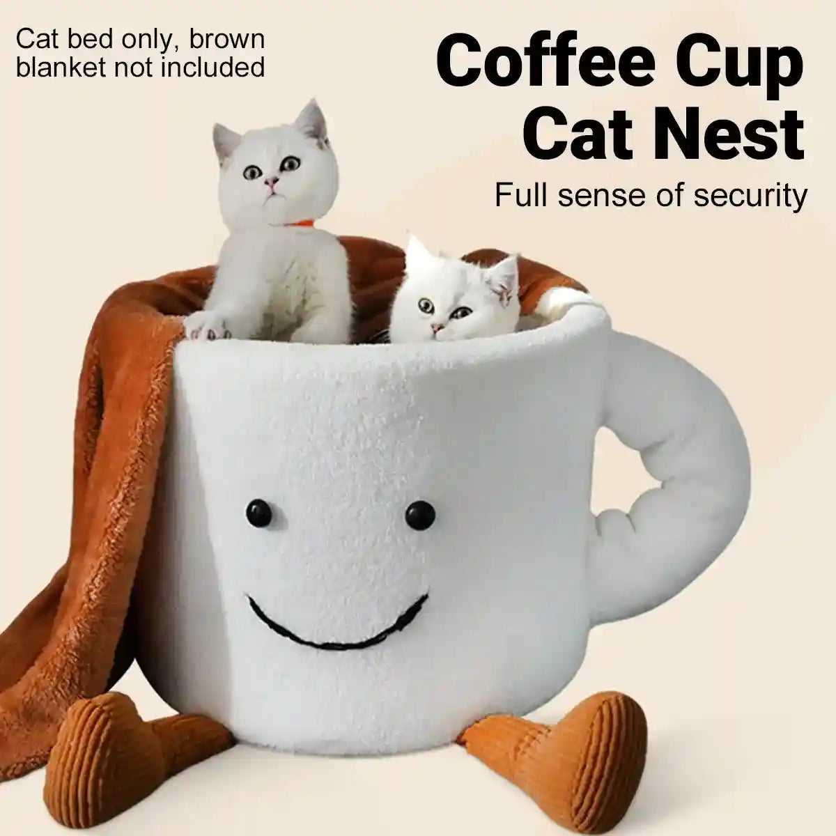 Cute Coffee Cup Cat Nest Bed for Indoor Cats and Kittens