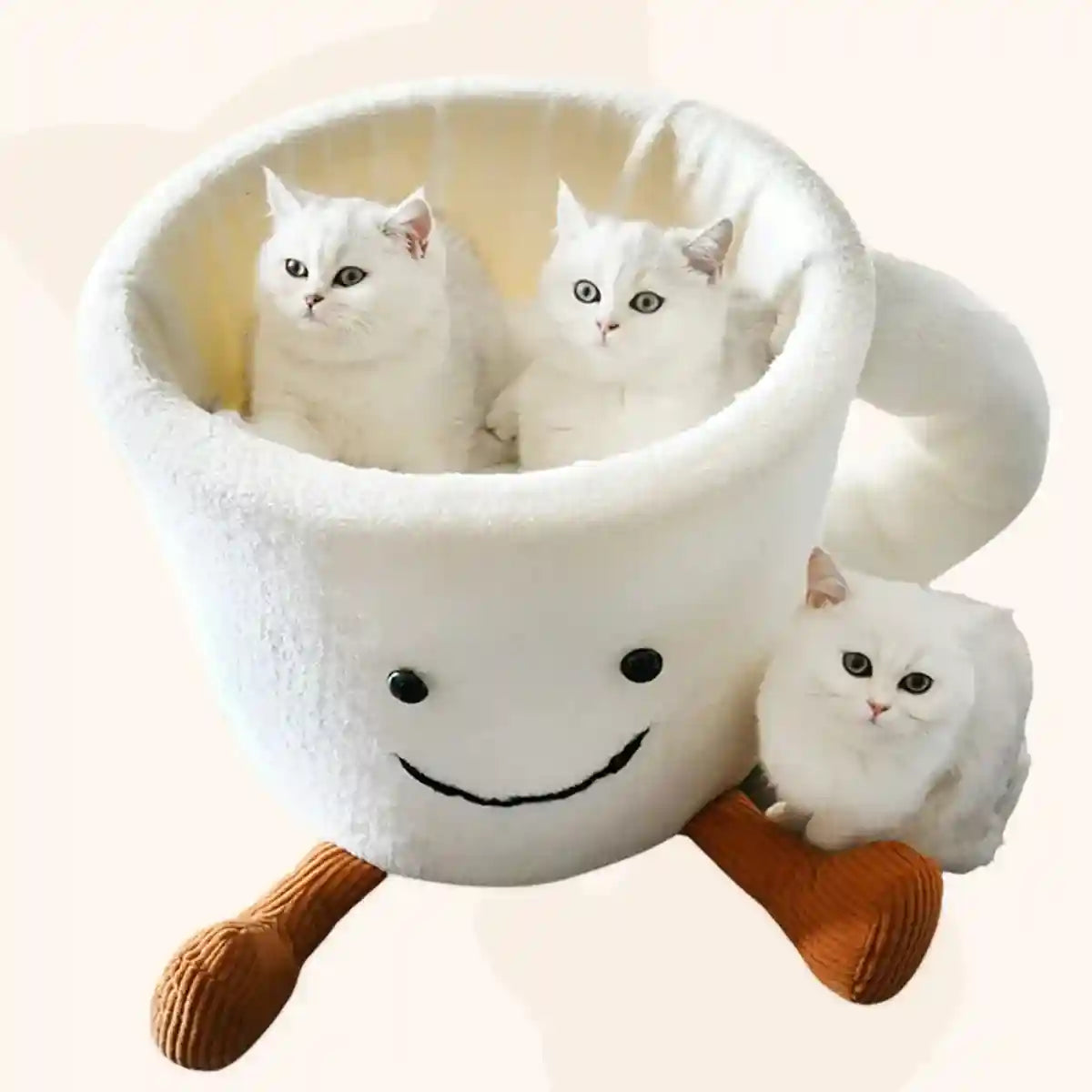 Cute Coffee Cup Cat Nest Bed for Indoor Cats and Kittens