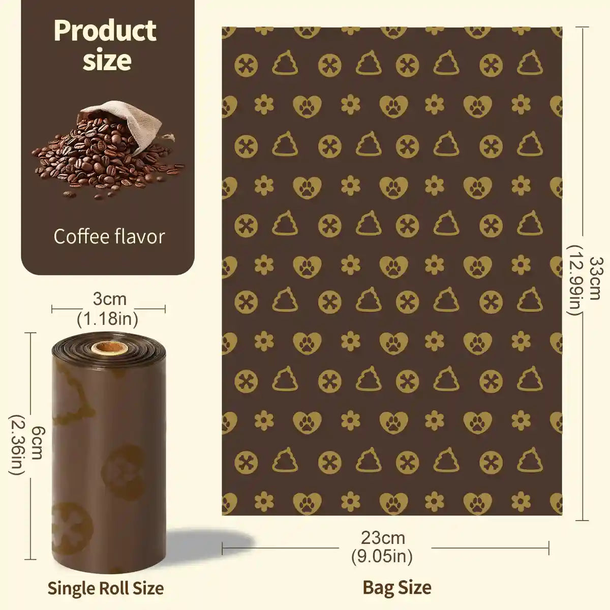 Coffee Scented Pet Poop Bags 270pcs (18 Rolls) Leakproof