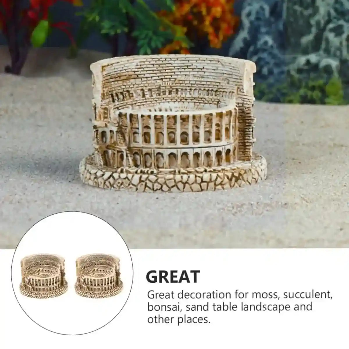 Mini Colosseum Resin Decor Aquarium Ornament for Roman Theme Tanks