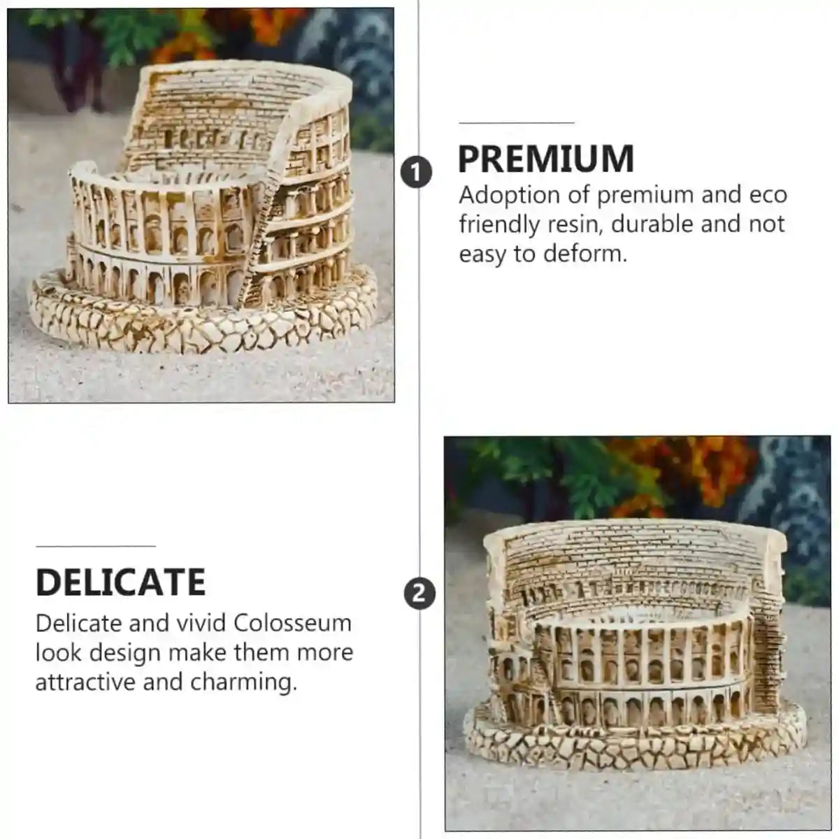 Mini Colosseum Resin Decor Aquarium Ornament for Roman Theme Tanks