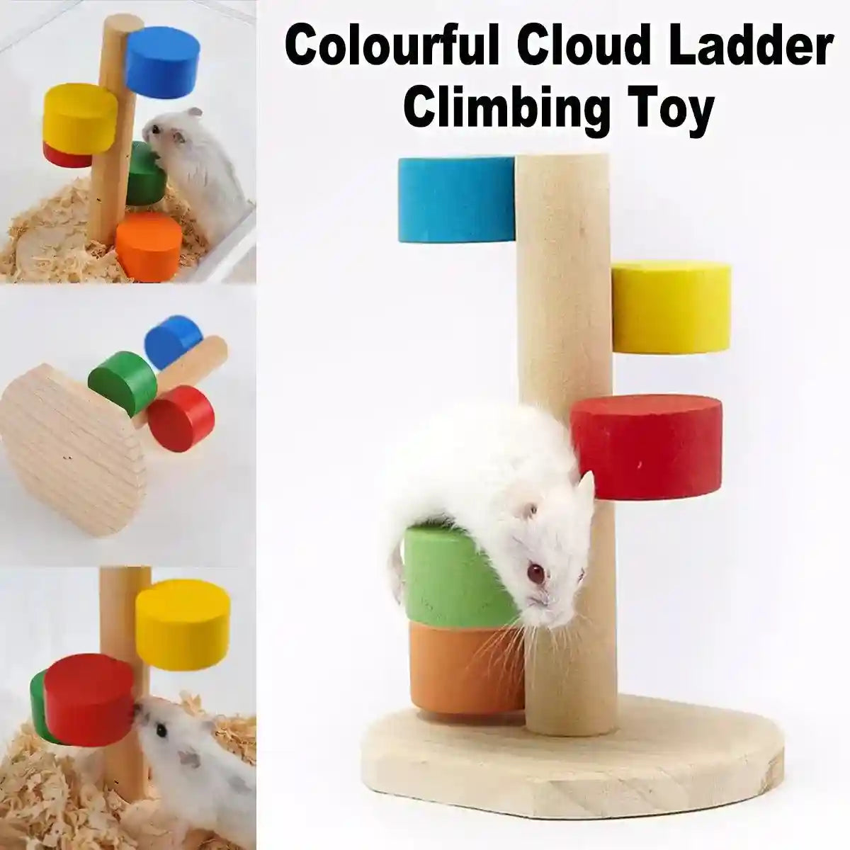 Colorful Wooden Climbing Toy for Hamsters Small Pet Play & Chew Ladder