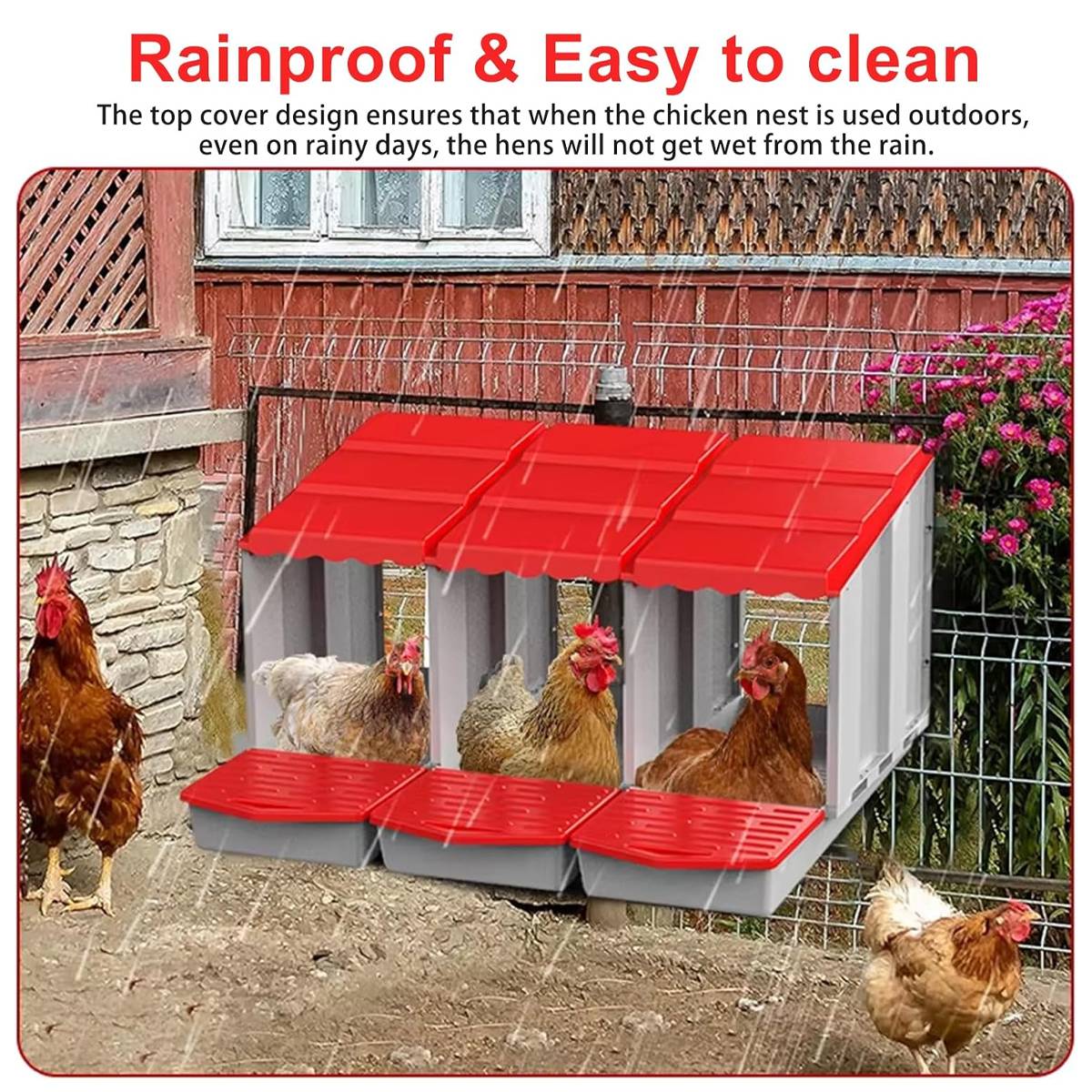3-Compartment Chicken Nesting Box | Egg Laying Coop for Poultry