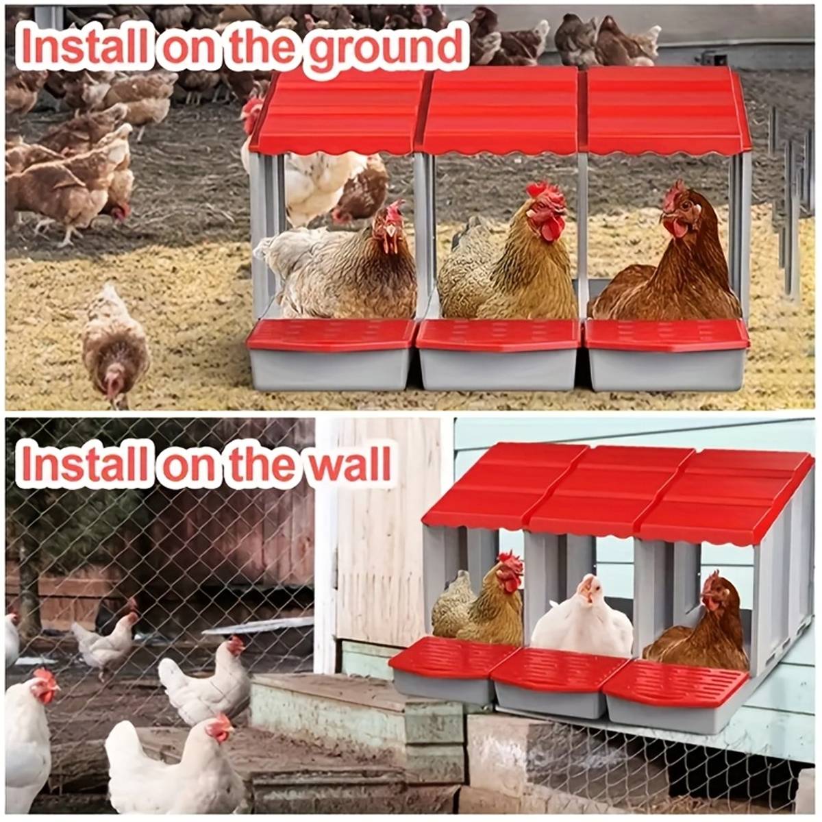 3-Compartment Chicken Nesting Box | Egg Laying Coop for Poultry