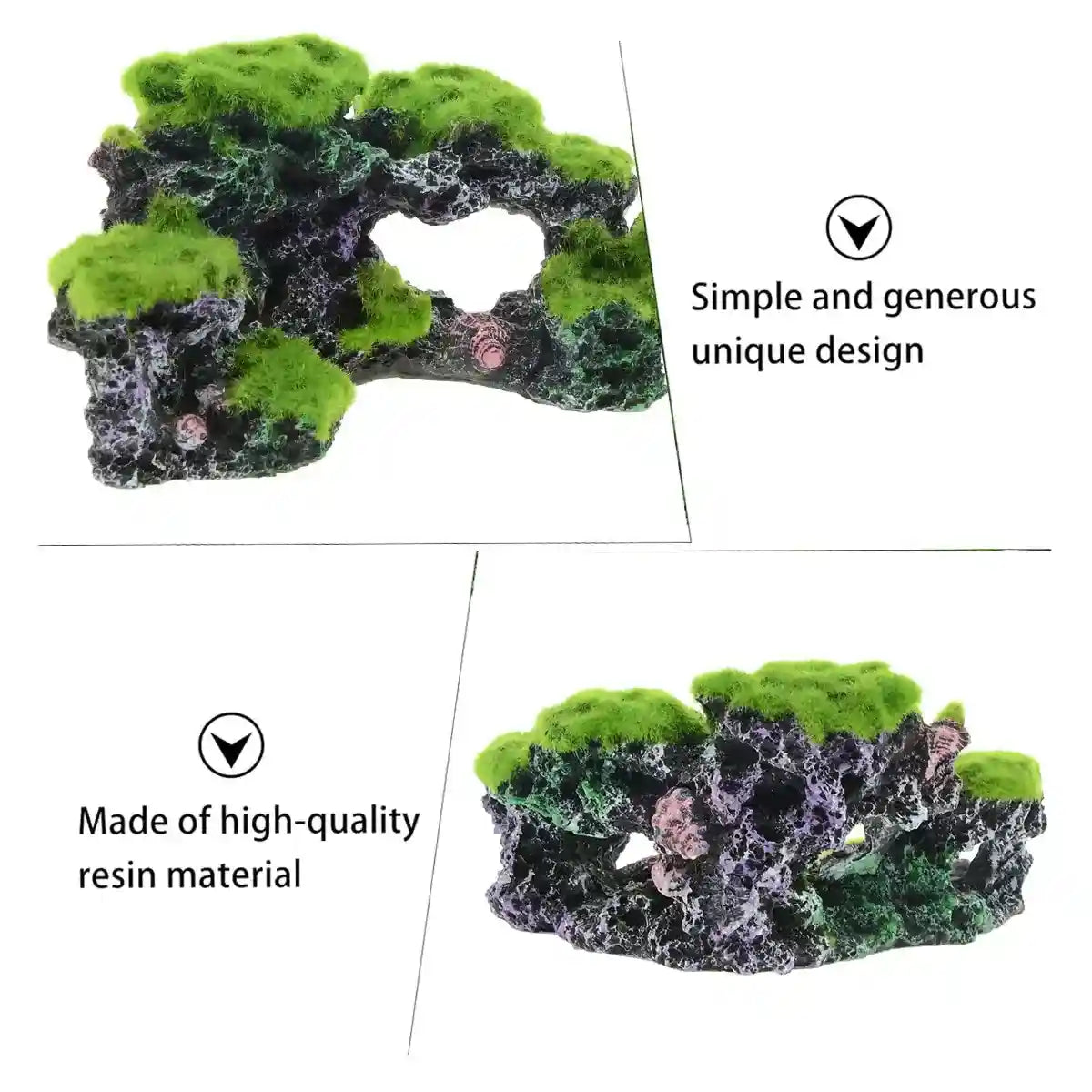 Flocked Moss Aquarium Rock Decoration Resin Fish Tank Ornament