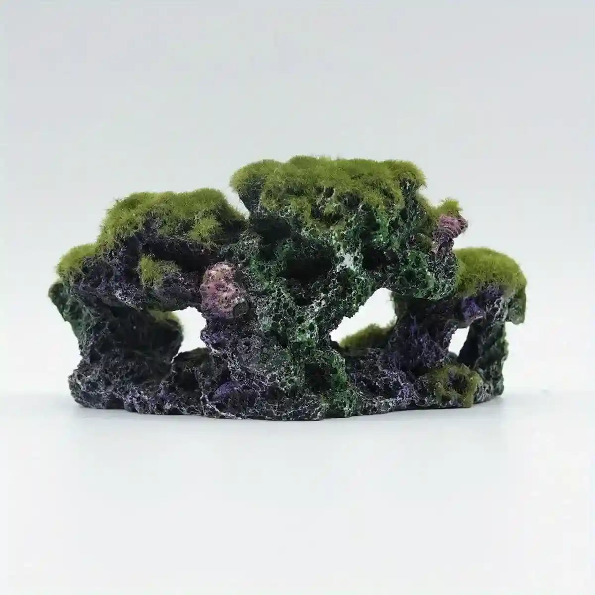 Flocked Moss Aquarium Rock Decoration Resin Fish Tank Ornament