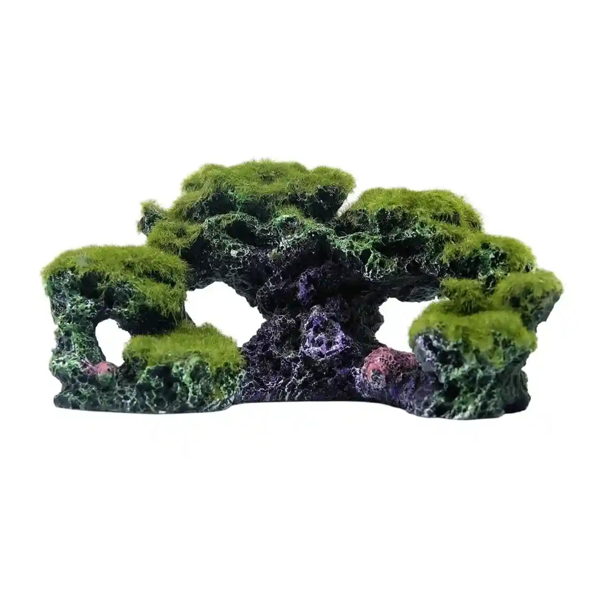 Flocked Moss Aquarium Rock Decoration Resin Fish Tank Ornament