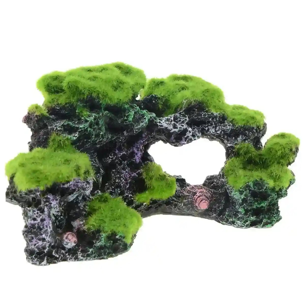 Flocked Moss Aquarium Rock Decoration Resin Fish Tank Ornament