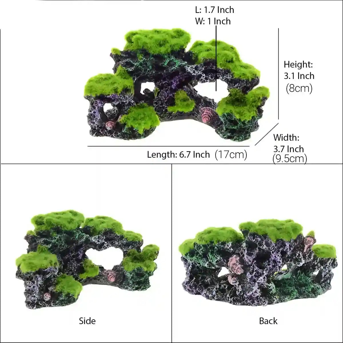 Flocked Moss Aquarium Rock Decoration Resin Fish Tank Ornament
