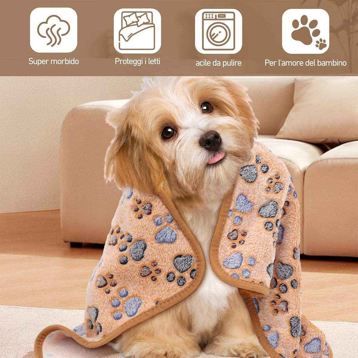 Cozy Fleece Dog Blanket for Sofa and Bed in S/M/L