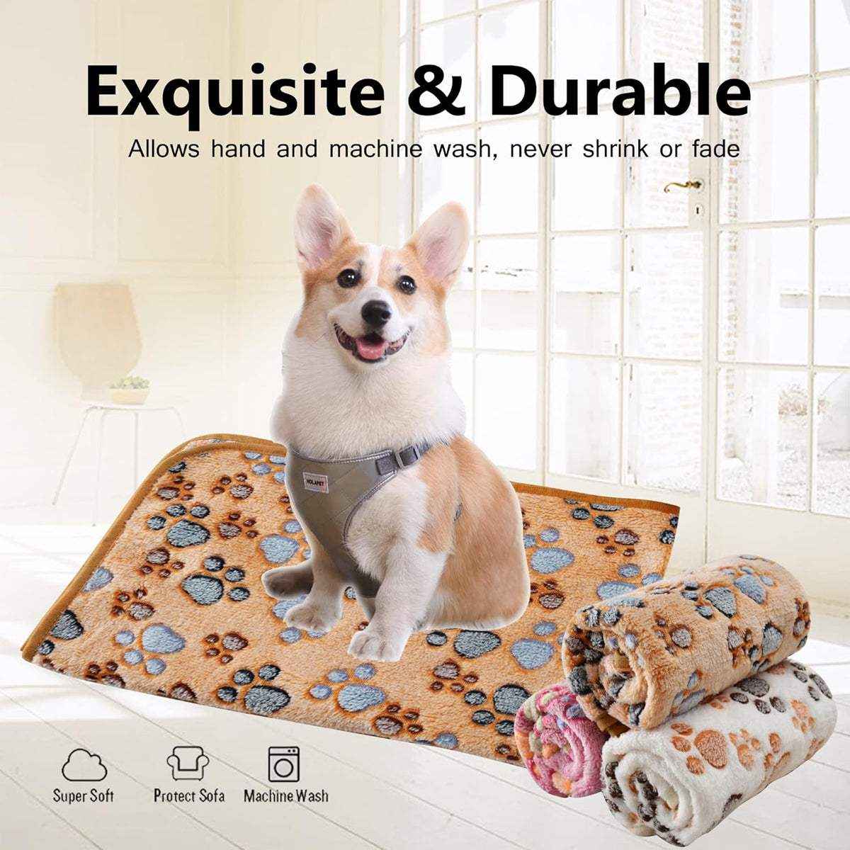 Cozy Fleece Dog Blanket for Sofa and Bed in S/M/L