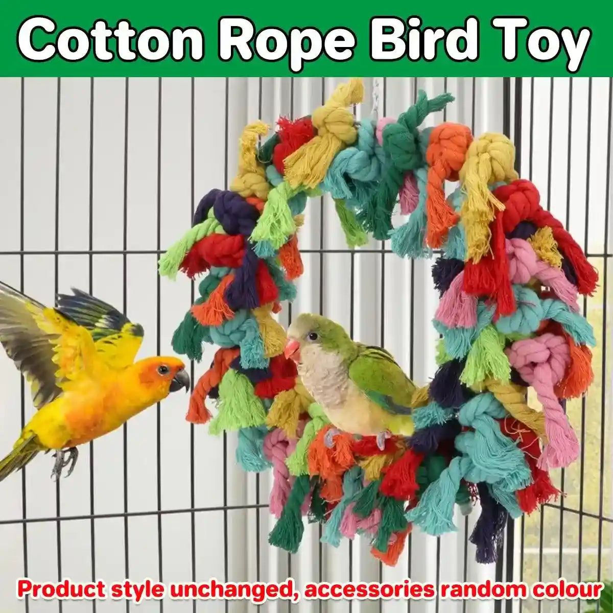 Colorful Cotton Ring Toy for Birds – Durable Rope Perches for Birds