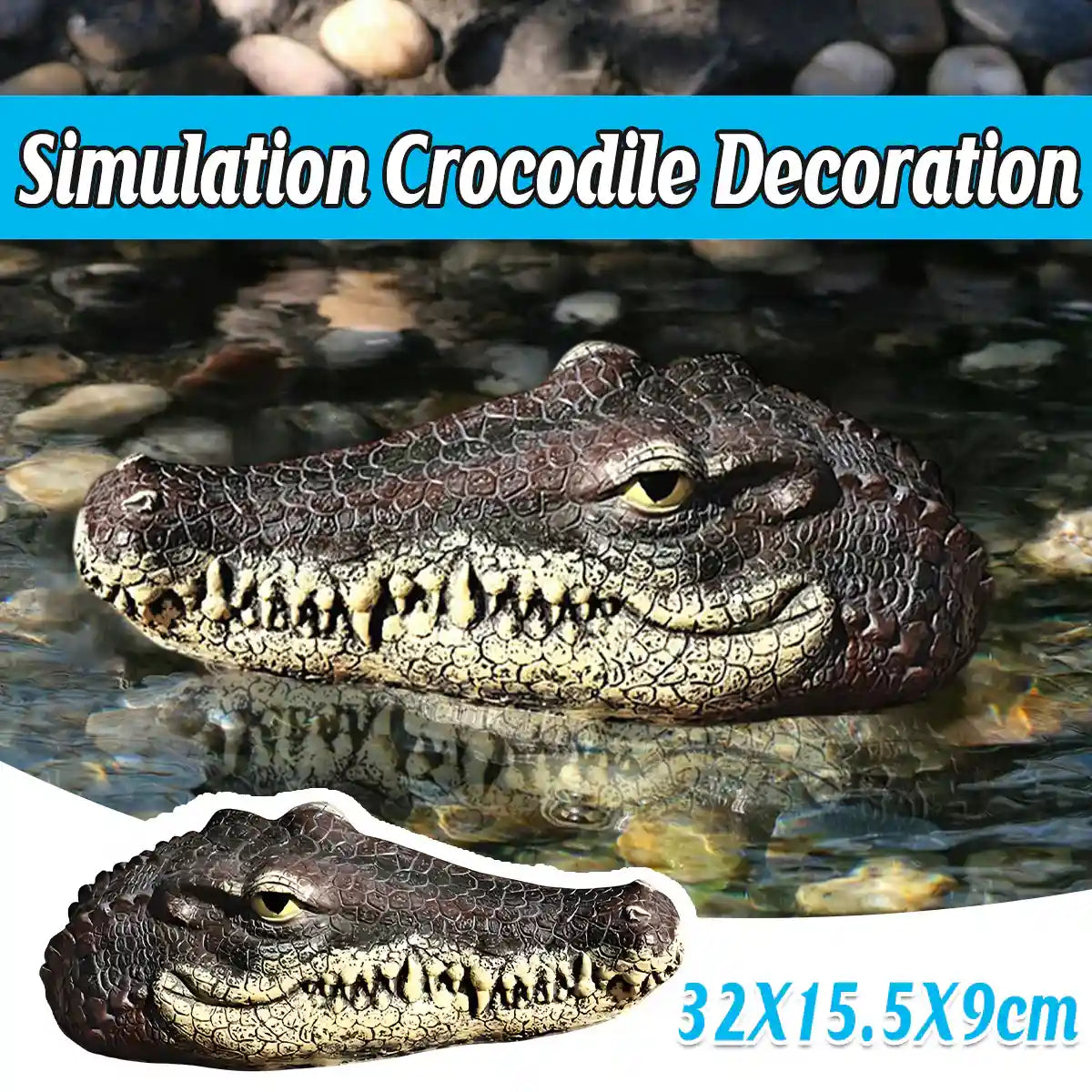 Floating Crocodile Head Ornament for Pool and Pond Decoration