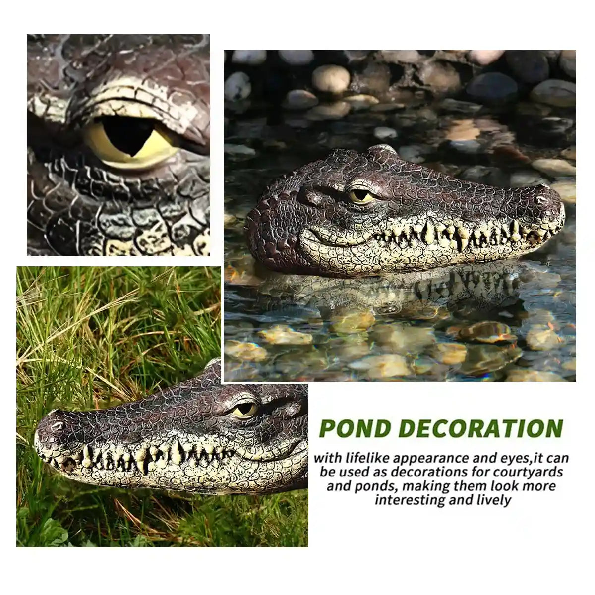 Floating Crocodile Head Ornament for Pool and Pond Decoration