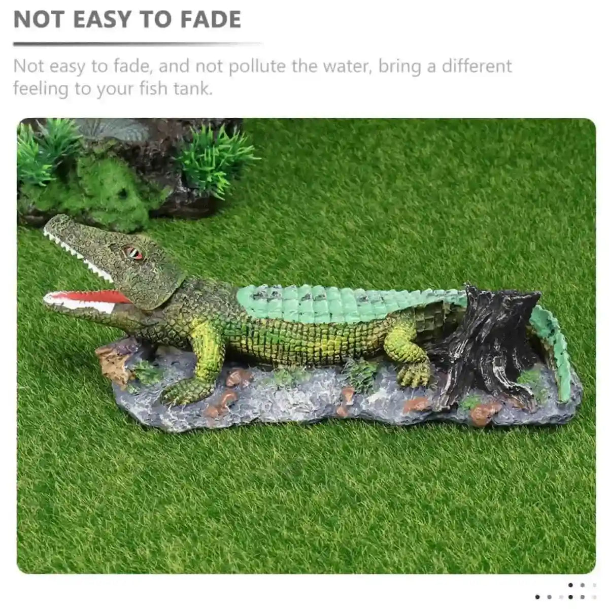 Crocodile Aquarium Ornament with Bubble Stone for Oxygenation