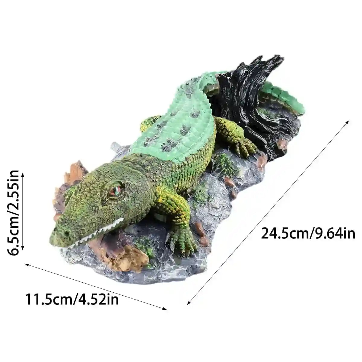 Crocodile Aquarium Ornament with Bubble Stone for Oxygenation