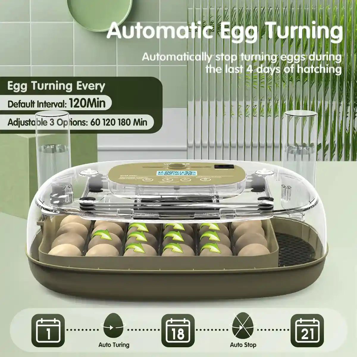 24 Egg Incubator Auto Turn Humidity Display Water Refill