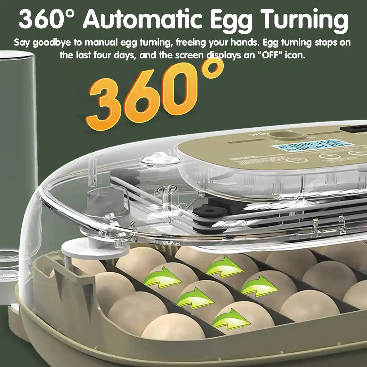 24 Egg Incubator Auto Turn Humidity Display Water Refill
