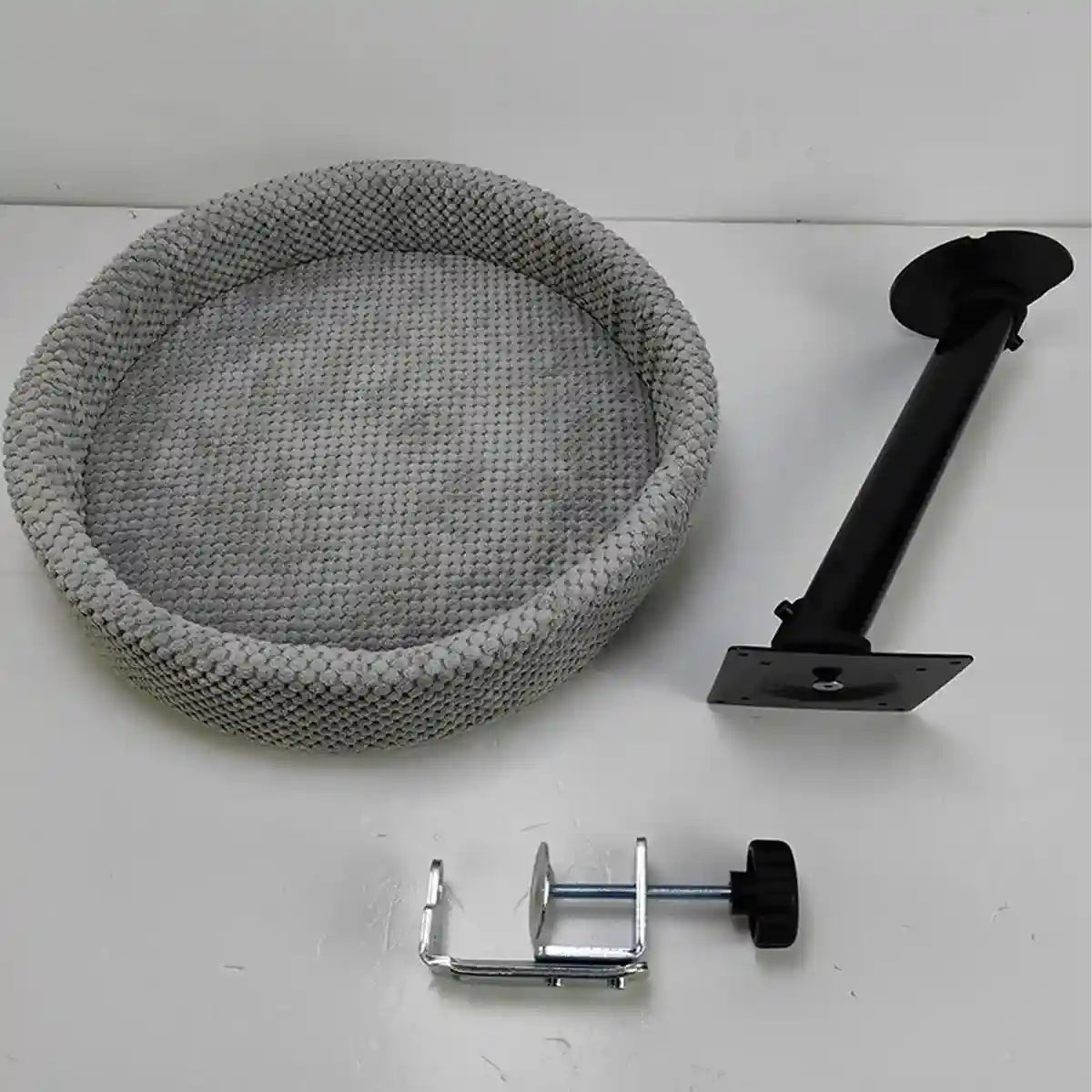 Adjustable Desktop Cat Bed for Table Edge Clamp-On Flannel Cat Lounge