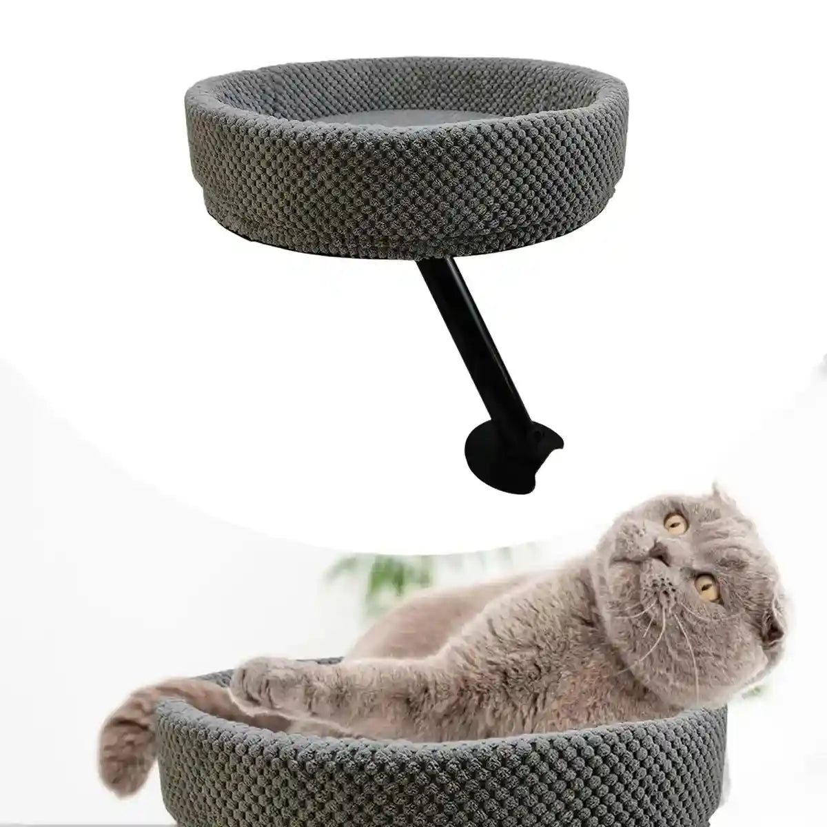 Adjustable Desktop Cat Bed for Table Edge Clamp-On Flannel Cat Lounge