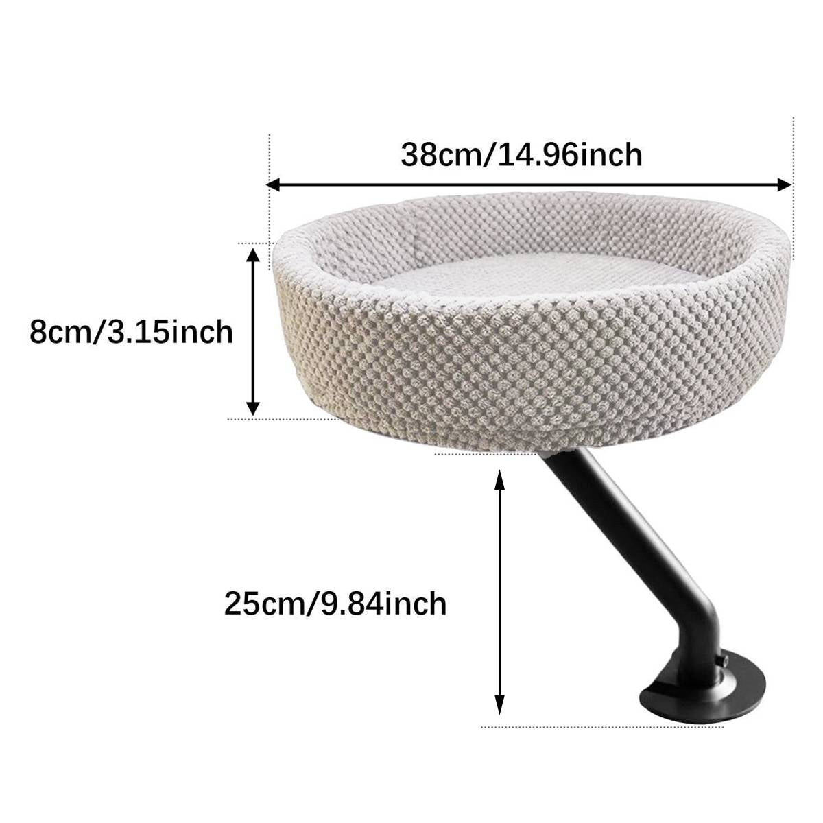 Adjustable Desktop Cat Bed for Table Edge Clamp-On Flannel Cat Lounge