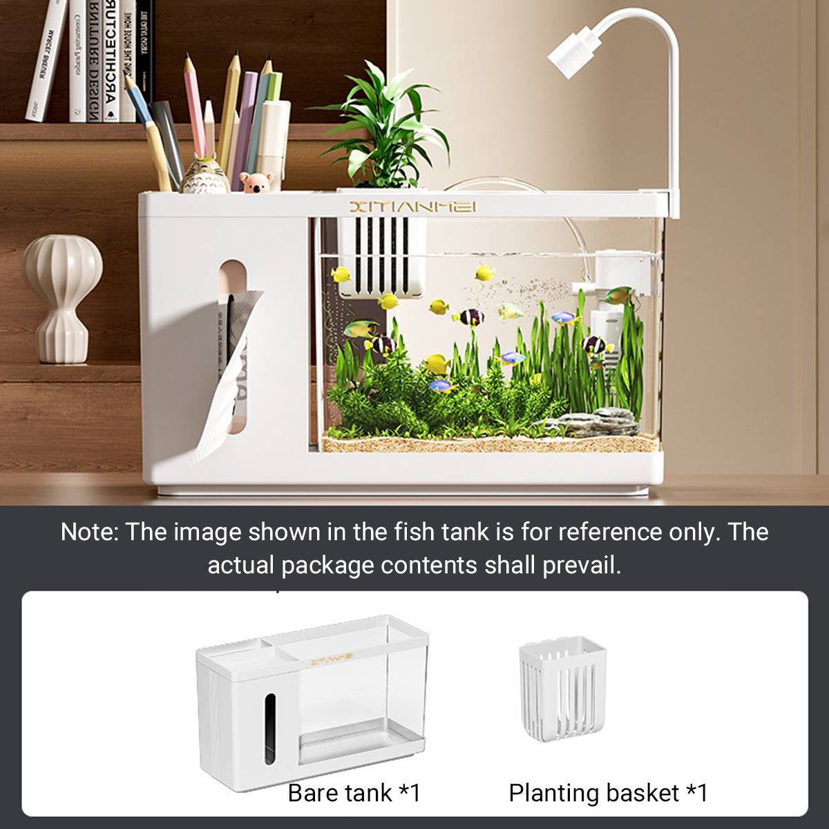 Desktop Aquarium - Mini Office Fish Tank with Tissue Dispenser