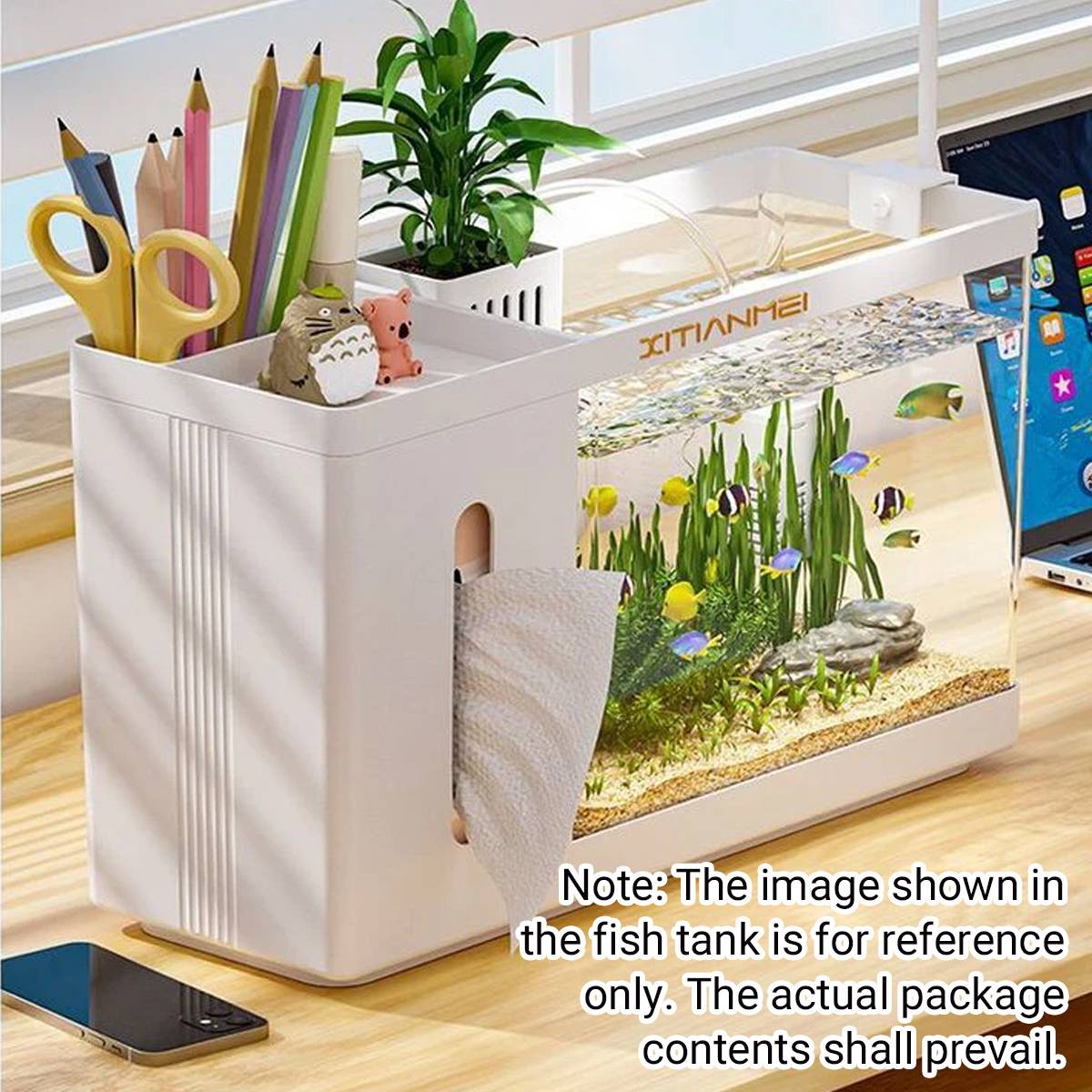 Desktop Aquarium - Mini Office Fish Tank with Tissue Dispenser