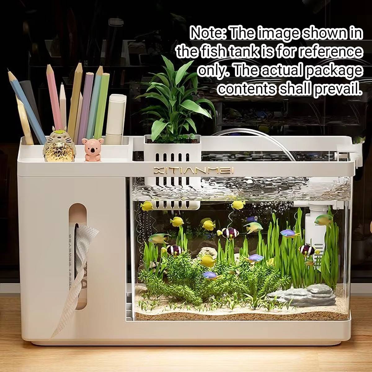Desktop Aquarium - Mini Office Fish Tank with Tissue Dispenser