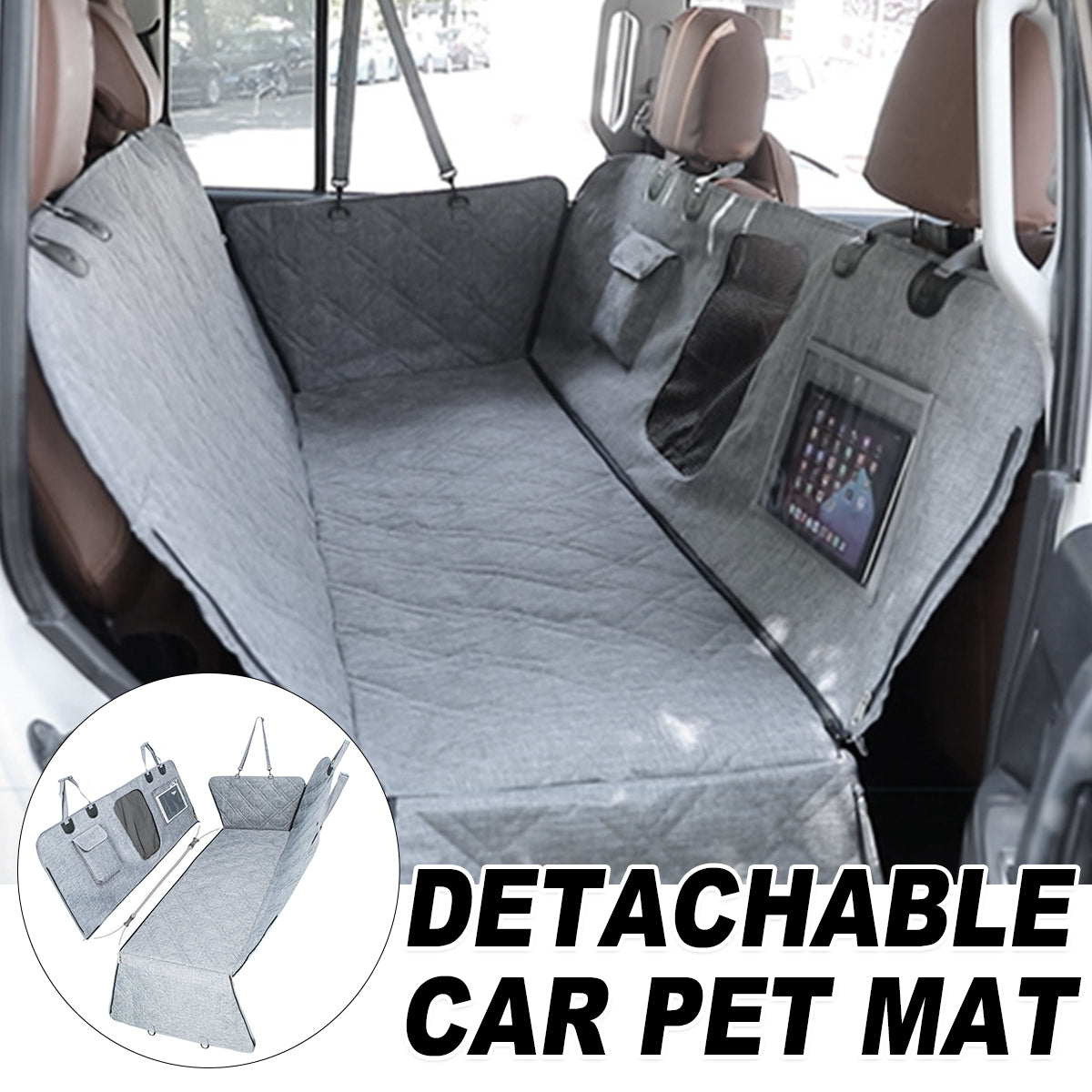 4 In 1 Detachable Car Pet Mat For Back Seat & Trunk