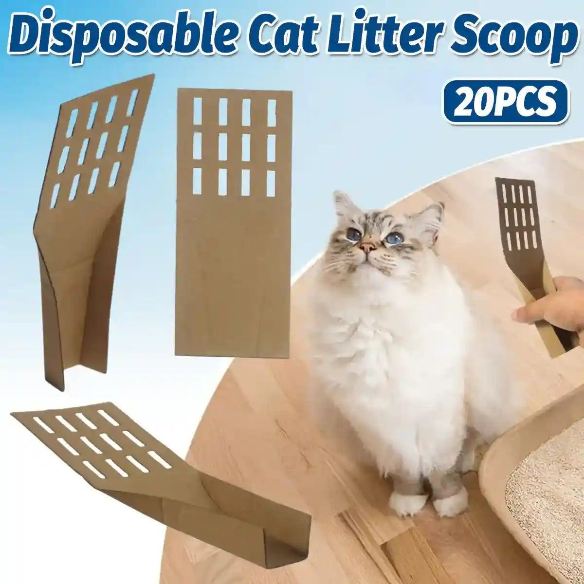 20PCS Disposable Cat Litter Scoops Biodegradable Cardboard Design