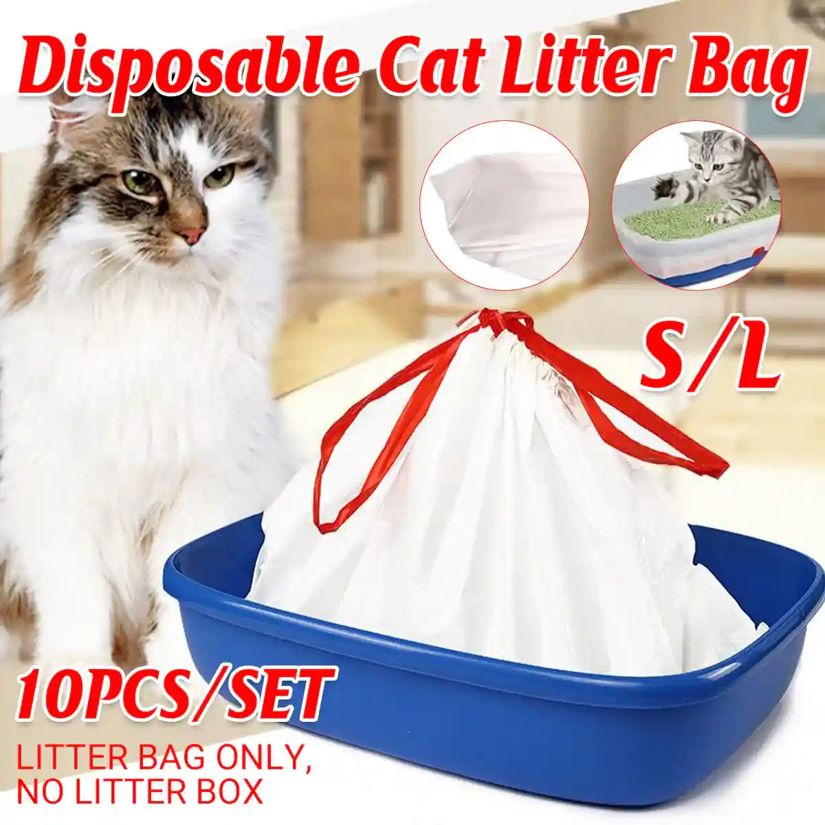 Drawstring Disposable Cat Litter Bag 10PCS (S/L)