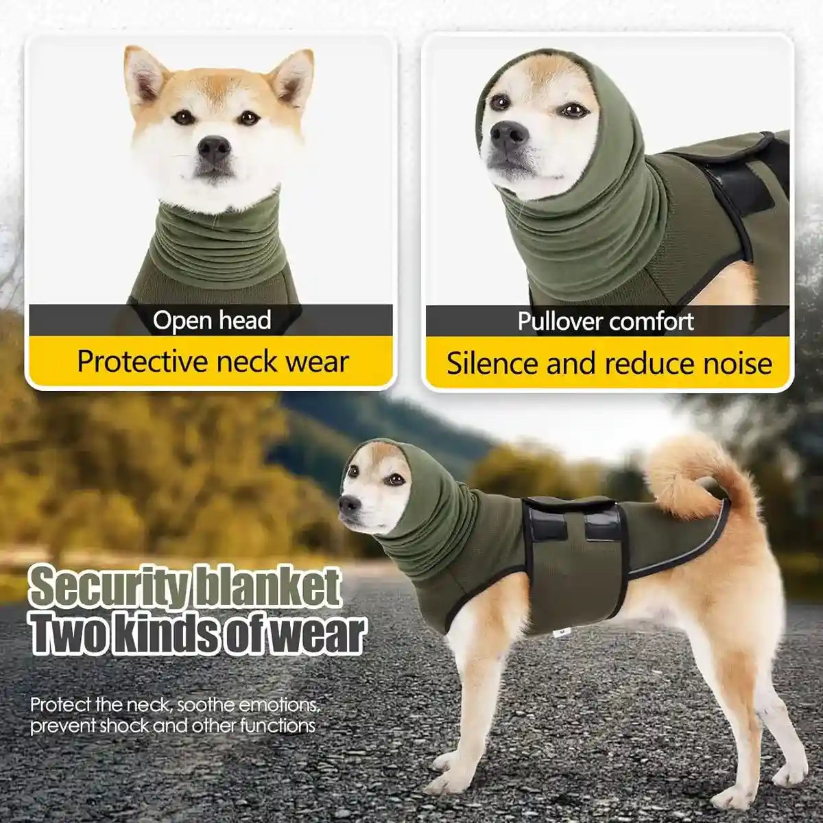 Dog Anxiety Vest with Hood Calming Jacket for Stress Relief