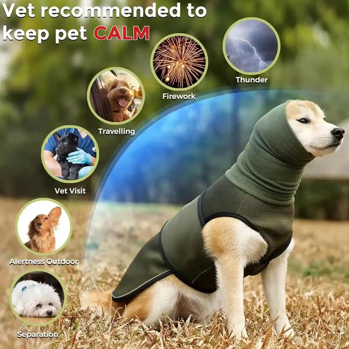 Dog Anxiety Vest with Hood Calming Jacket for Stress Relief