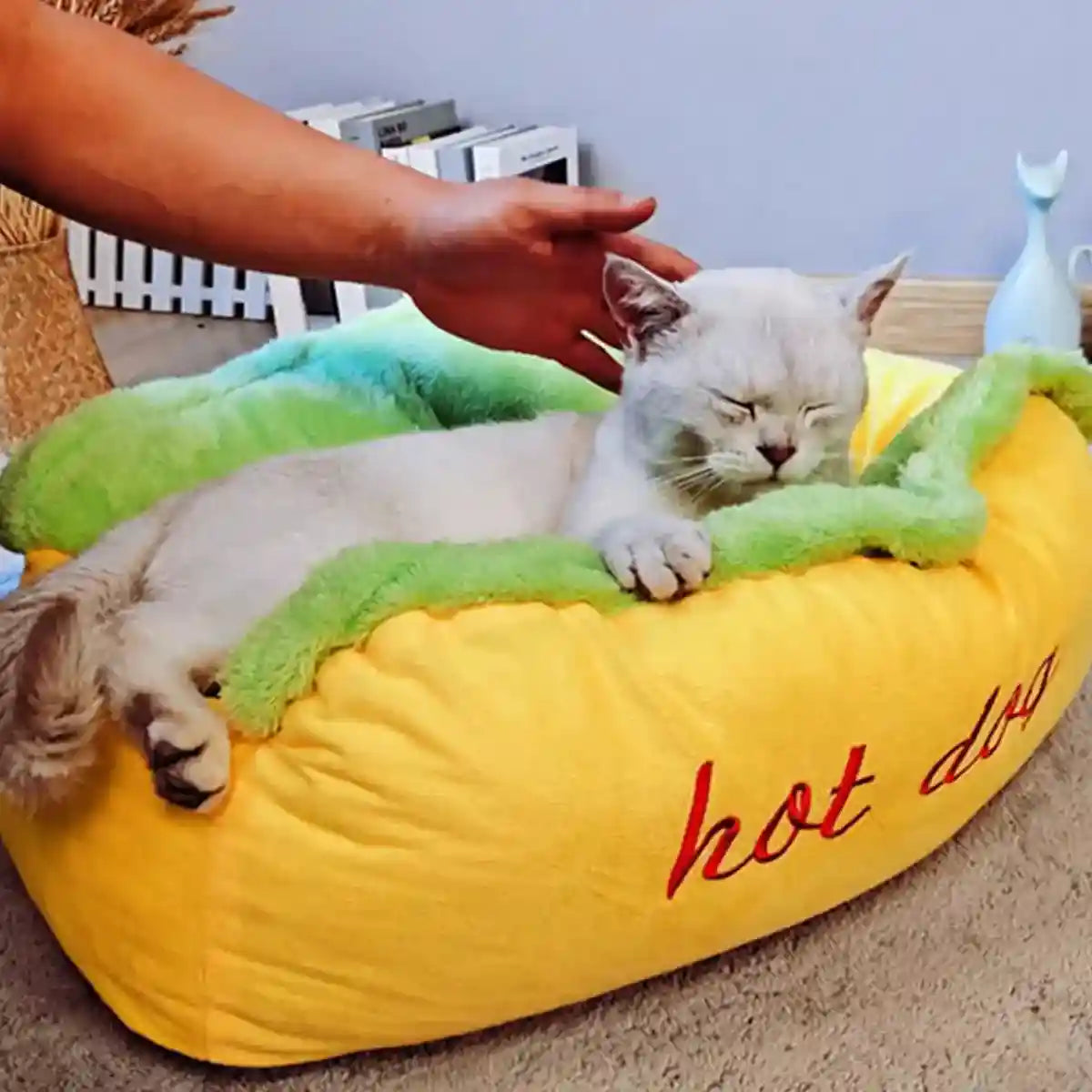 Hot Dog Shape Pet Bed Plush Sofa for Cats & Small Dogs