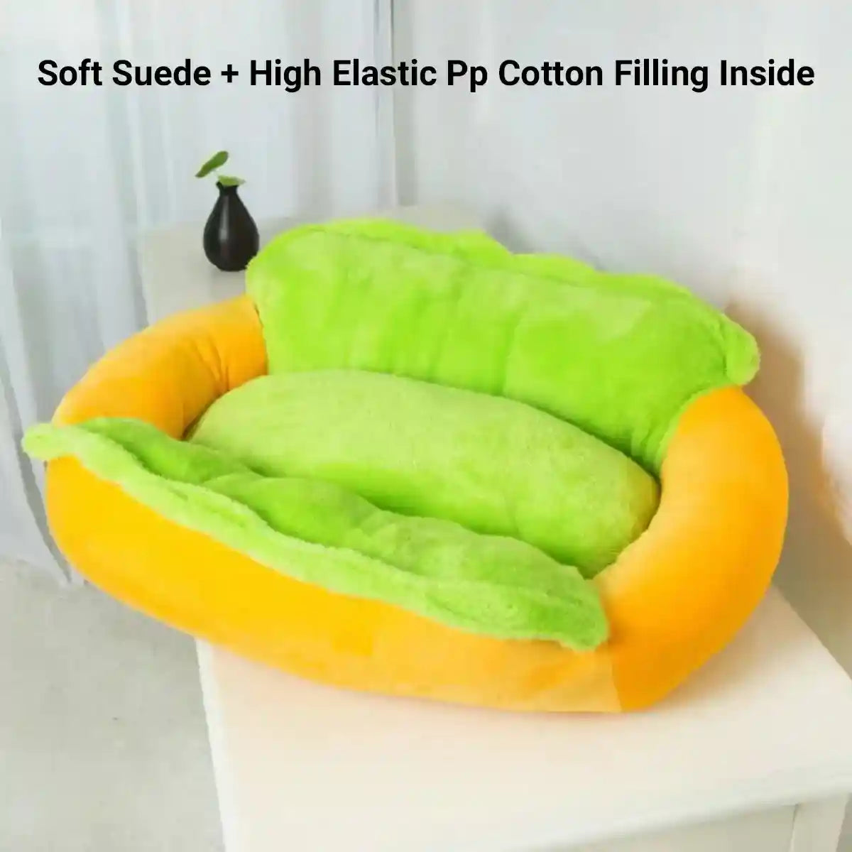 Hot Dog Shape Pet Bed Plush Sofa for Cats & Small Dogs